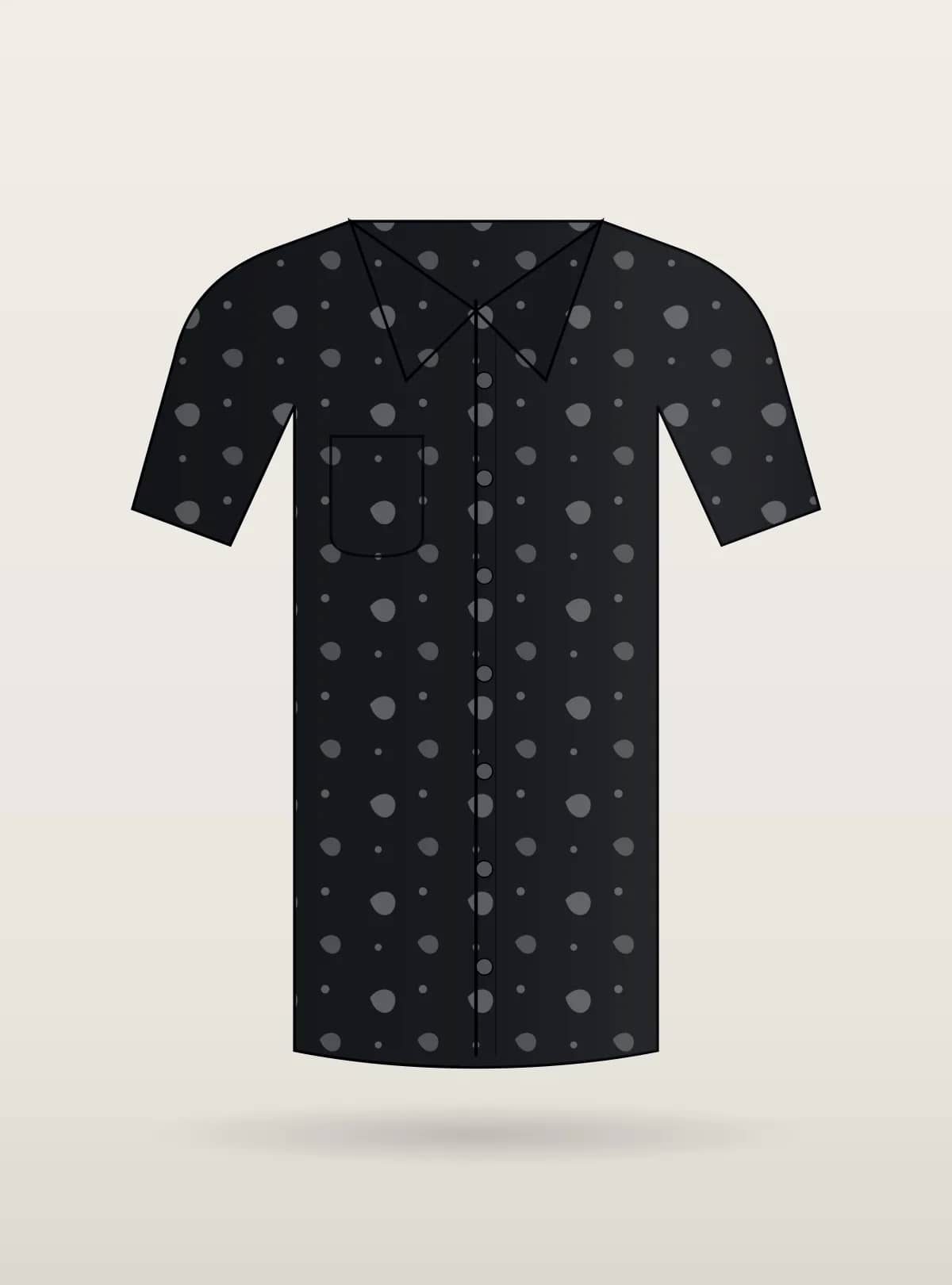Black Printed Cuban Shirt